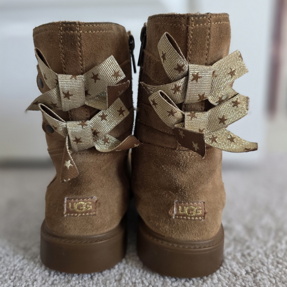UGG Tille Kids Tan Boots with Starry Bows